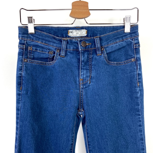 Free People Flared Jeans Dallas Blue Mid Rise - Picture 7 of 11